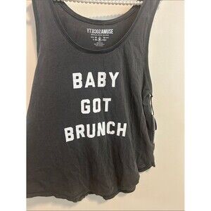 NEW Amuse Society Baby Got Brunch Graphic Tank Top Medium